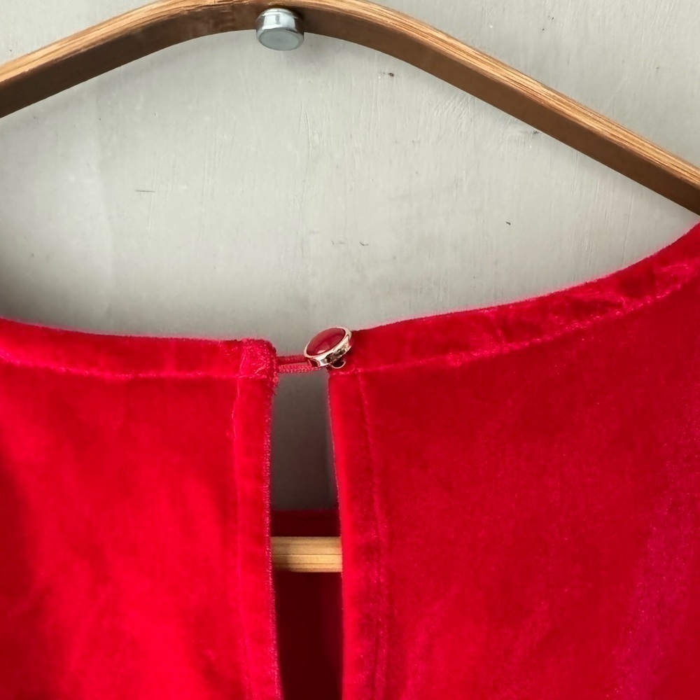 THE ODELLS Red Velvet Smocked Maxi Dress - Picture 9 of 12